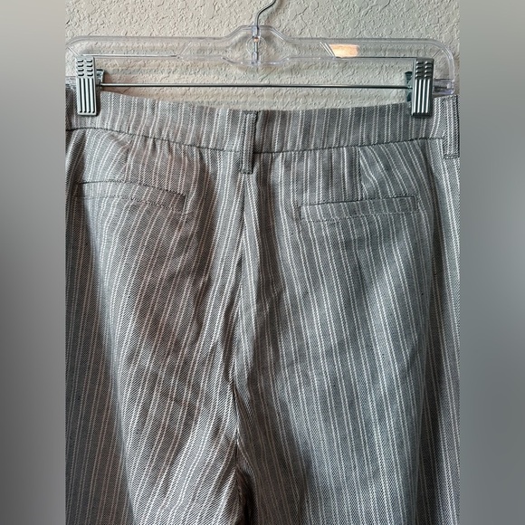 New J. Jill Light Gray Striped Wide - Leg Linen Stretch Pants Size 12 Petite - Picture 8 of 12
